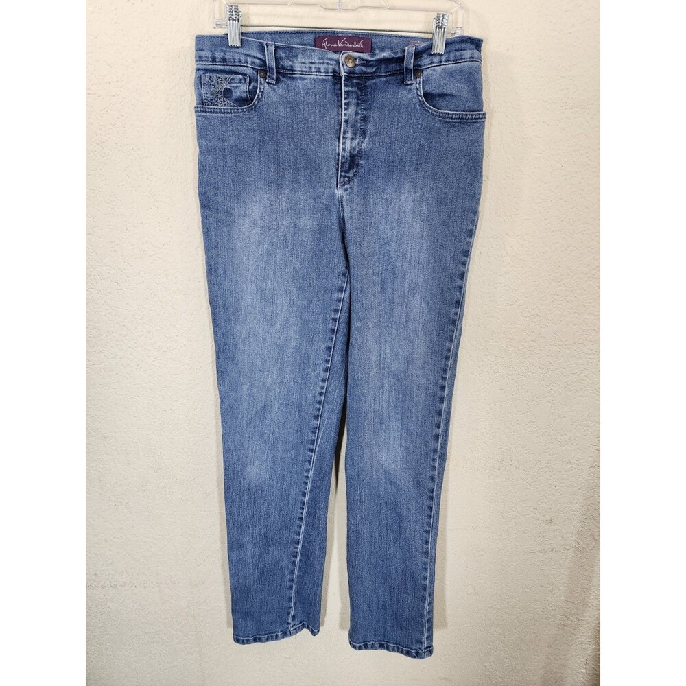 Gloria Vanderbilt Amanda Womens Jeans 8 Medium Wash Stretch Rhinestone Pocket